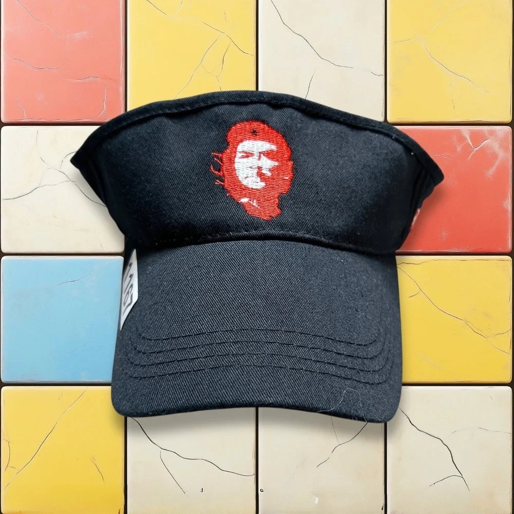 VTG Y2K Che Guevara Cuba Visor Hat Black Embroidered Adjustable Cap‎ Latinx